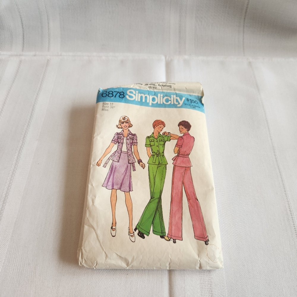 Vintage Simplicity 6878 Sewing Pattern Size 12 70s